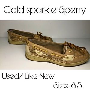 Gold sparkling sperry size 8.5